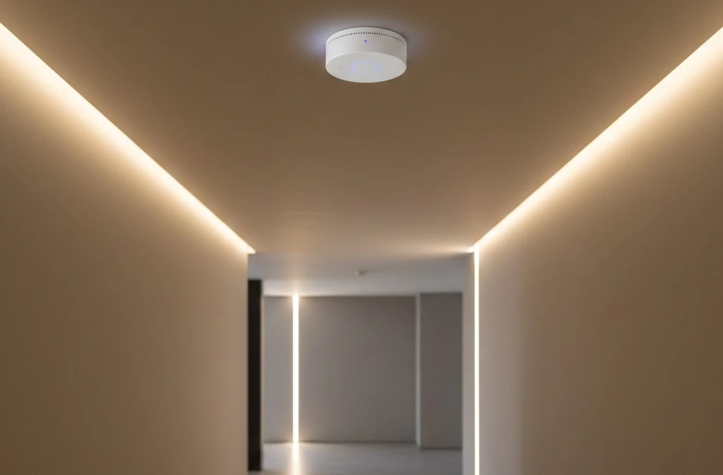 Installing Cat6 network cables and ceiling access points during a home renovation.