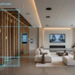 The interior of a modern home in Plano that combines open design and smart infrastructure.