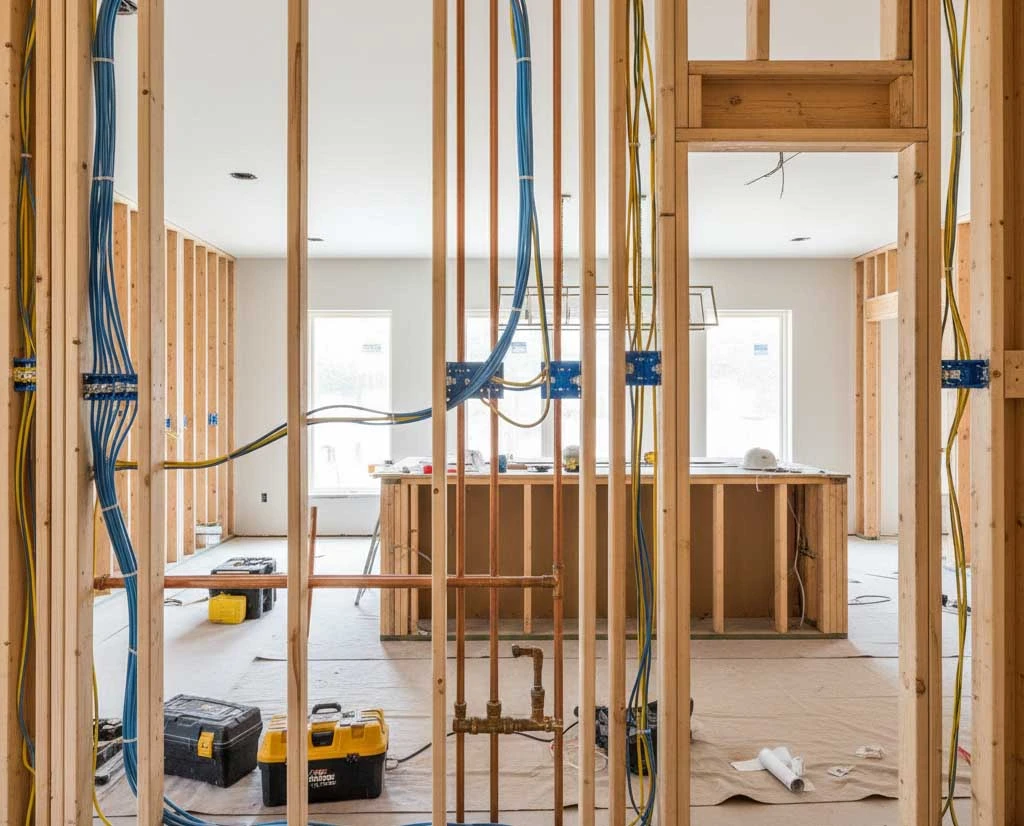 Electrical and plumbing rough-in inspection for kitchen remodel in Plano Texas